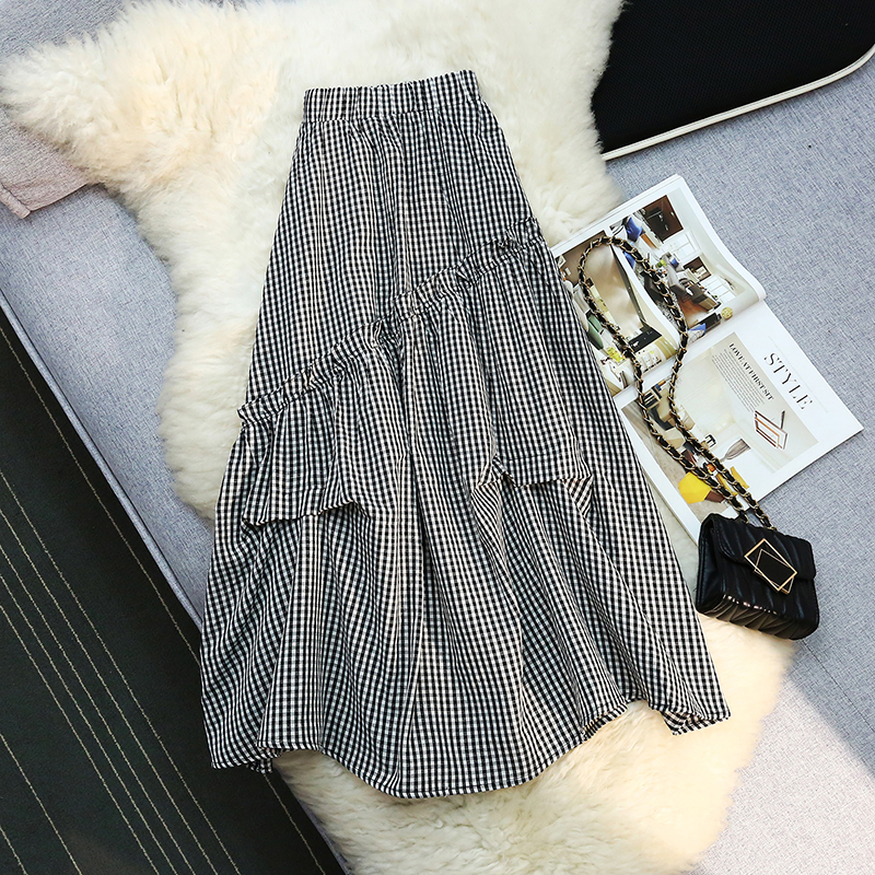 Women'S Fashion Umbrella - Seoulish High Waist Irregular Vintage Plaid
