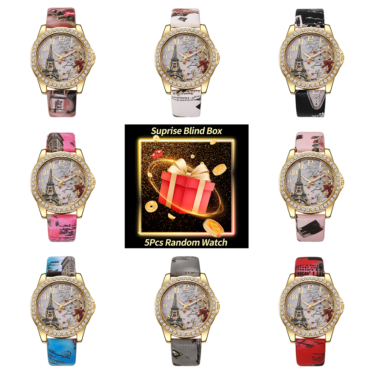 Fashion Women Watches - 5PCS Surprise Mystery Box-Fashion Rhinestone Women