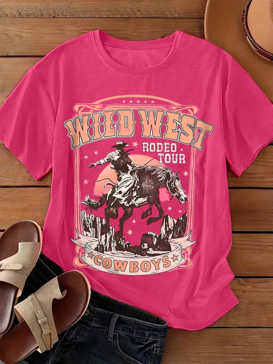 Women'S Fashion Wild West - Wild West Cowboys Printing Women T-Shirt