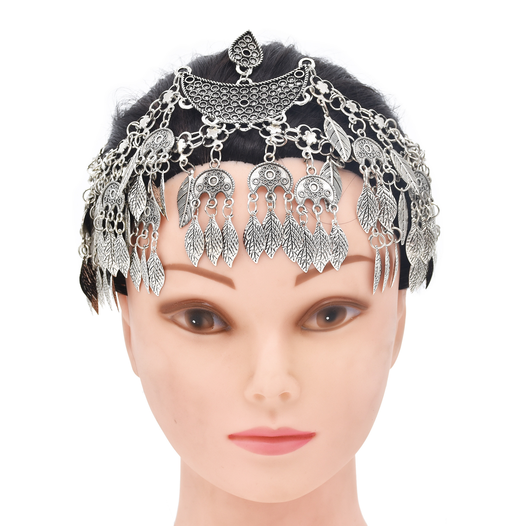 Women Fashion Pakistan - Vintage Silver Ethnic Multilayer Leaf Tassel