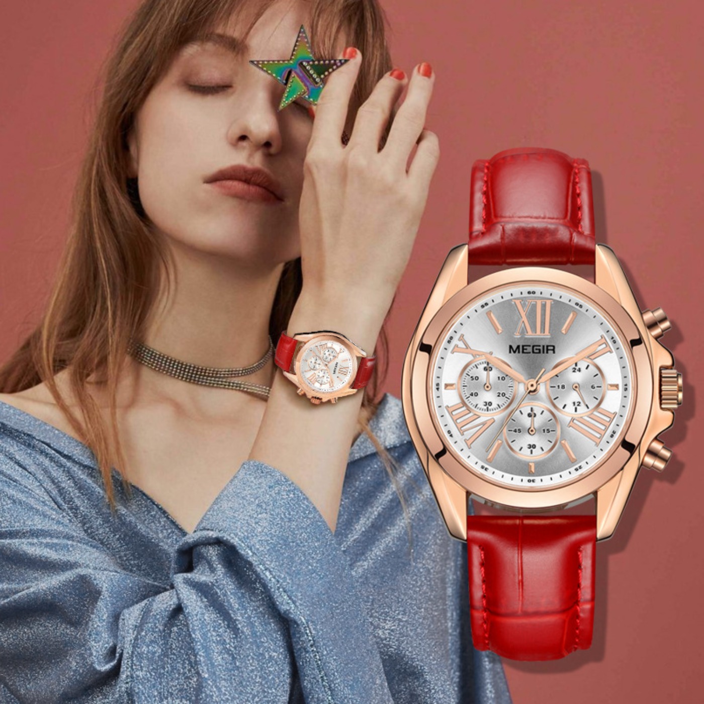 Fashion Women Watches - MEGIR New Luxury Leather Watch Women