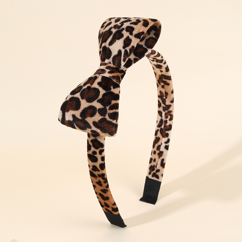 Women'S Fashion Headbands - Korean Leopard-print Bow Headband Retro Elegant
