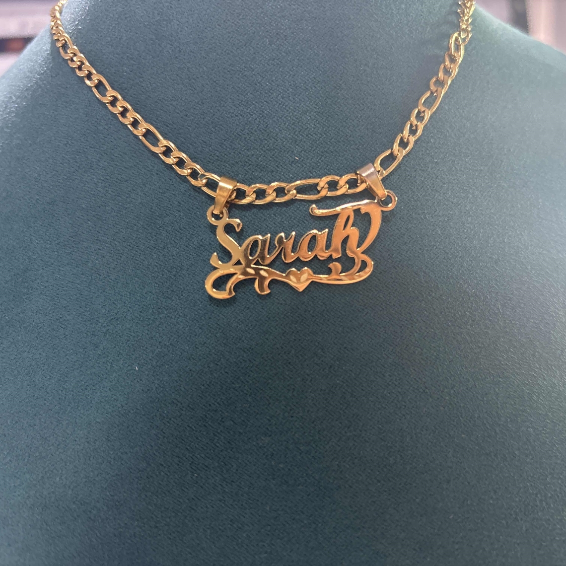 Women Fashion Names - Custom Figaro Chain Heart Name Necklace