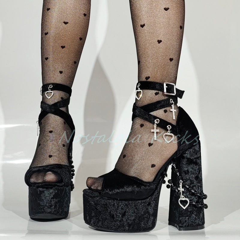 Gothic Black Velvet Platform H - огляд і ціна Women'S Fashion Line